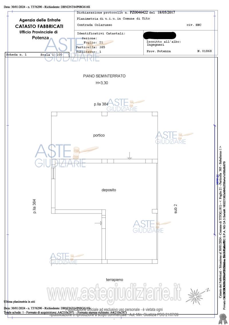 Planimetria del bene