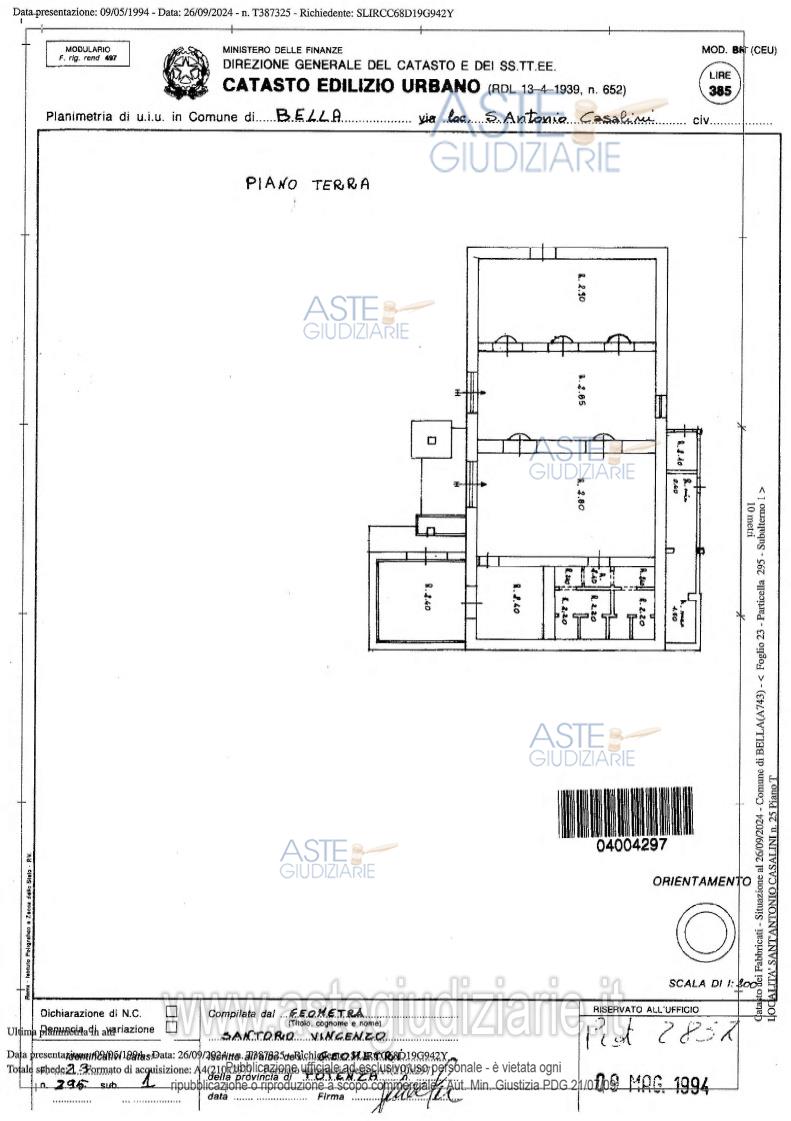 Planimetria del bene