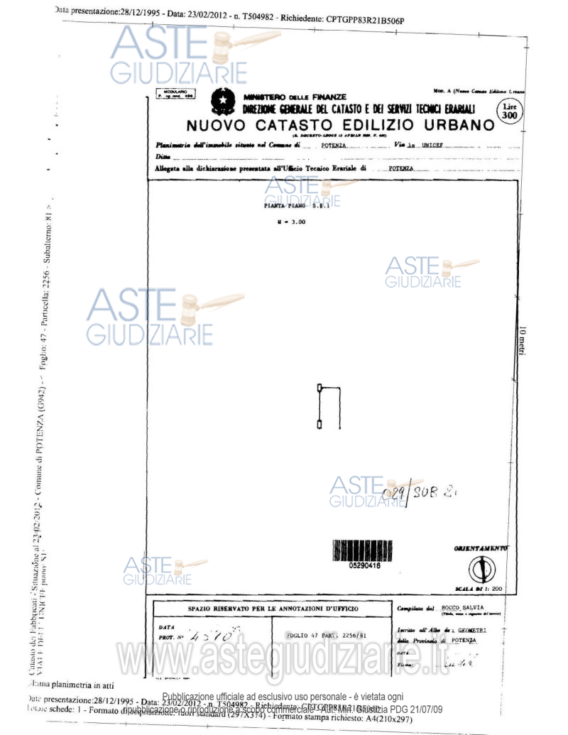 Planimetria del bene