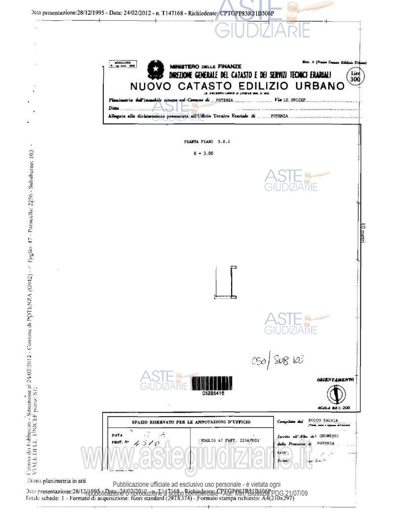Planimetria del bene