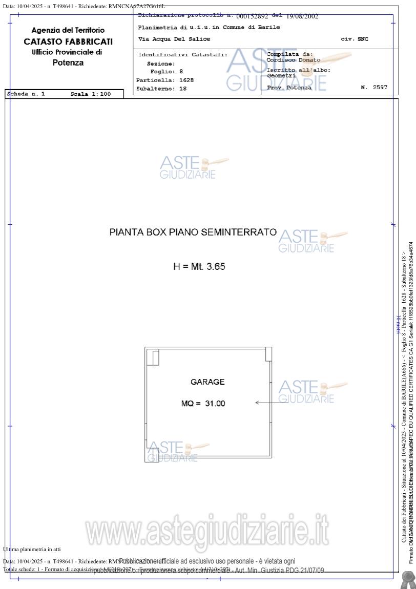 Planimetria del bene