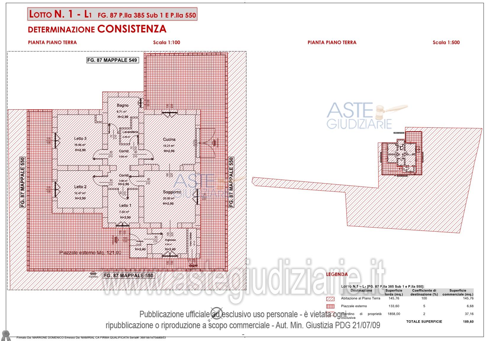 Planimetria del bene