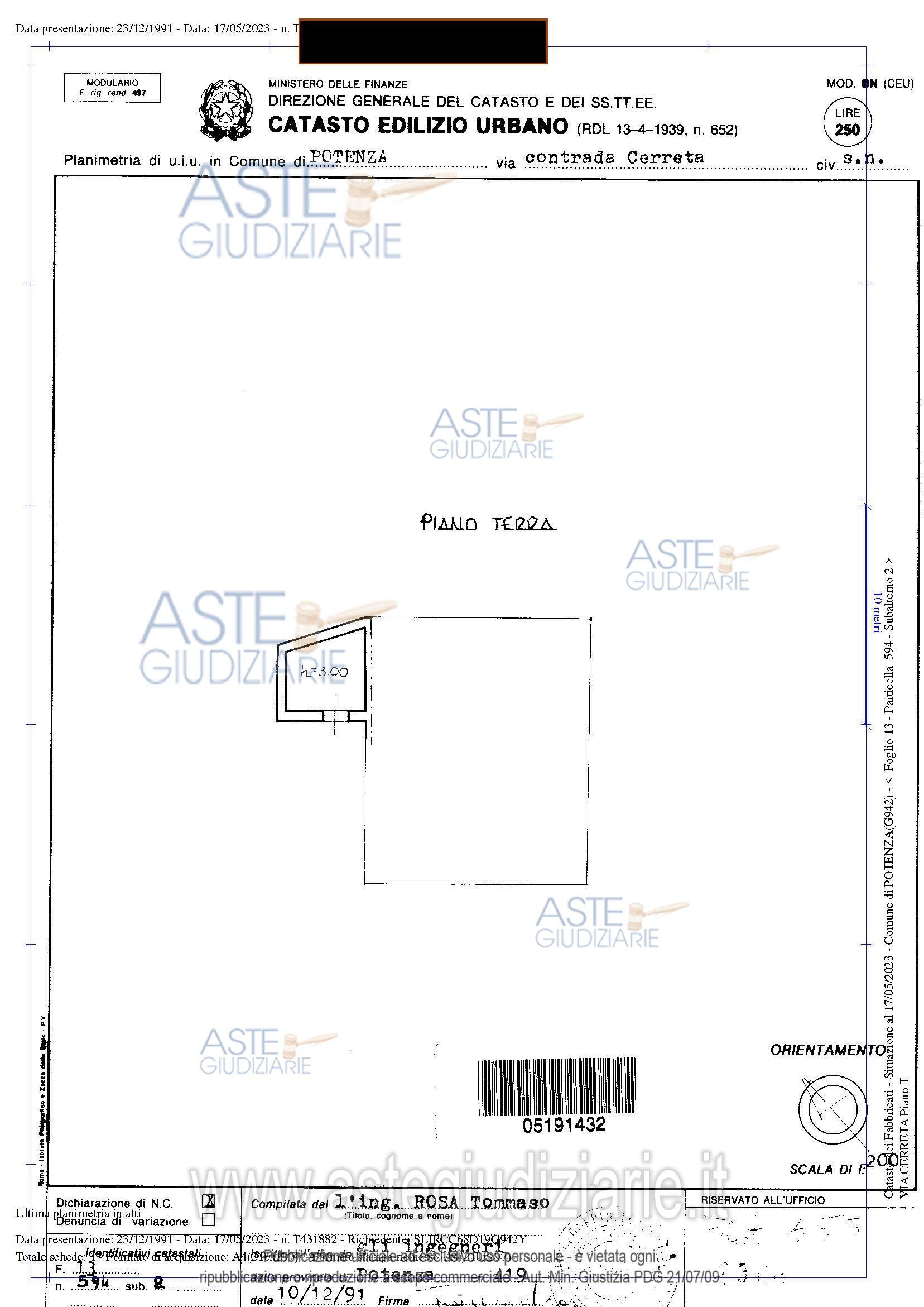 Planimetria del bene