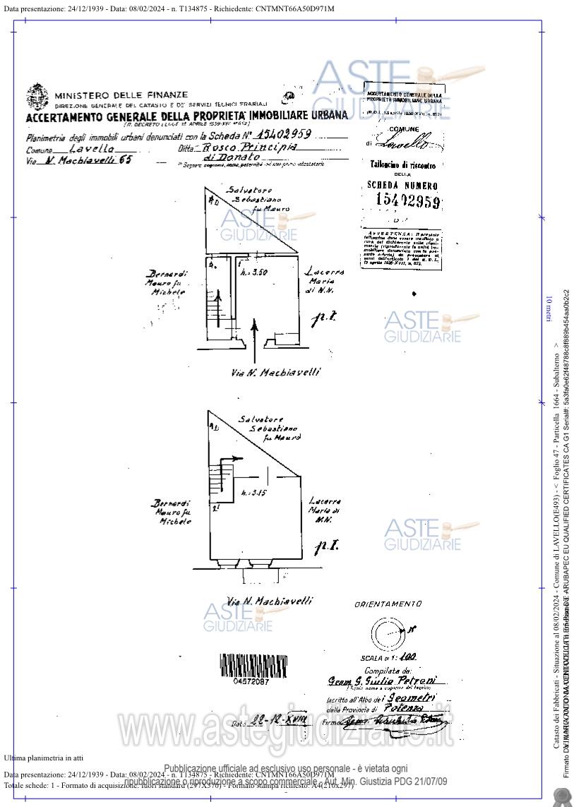 Planimetria del bene