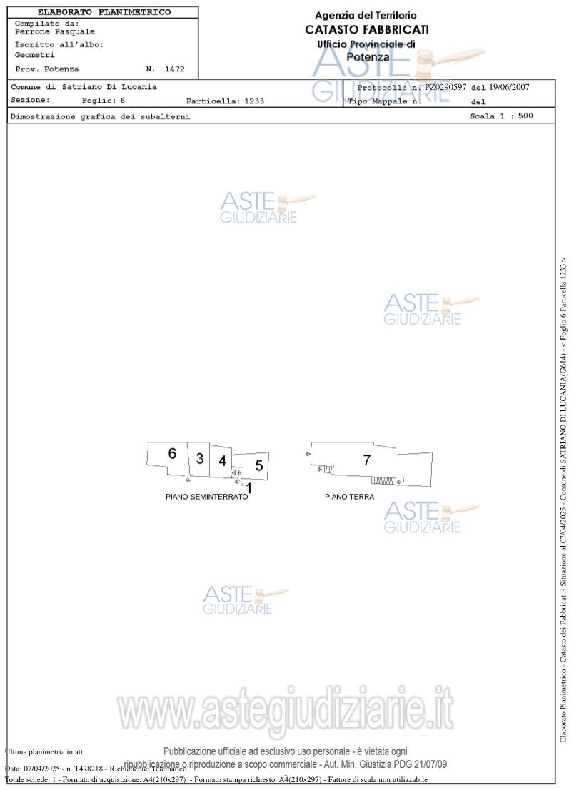 Planimetria del bene