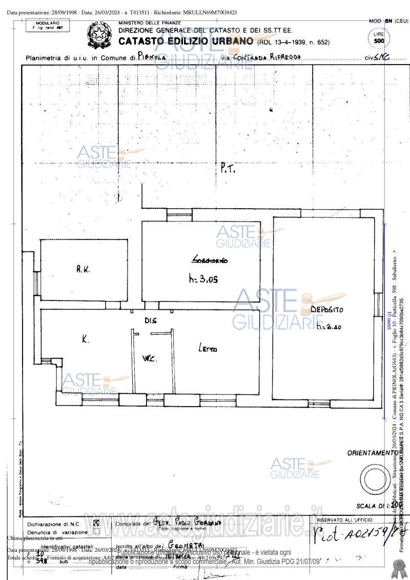 Planimetria del bene