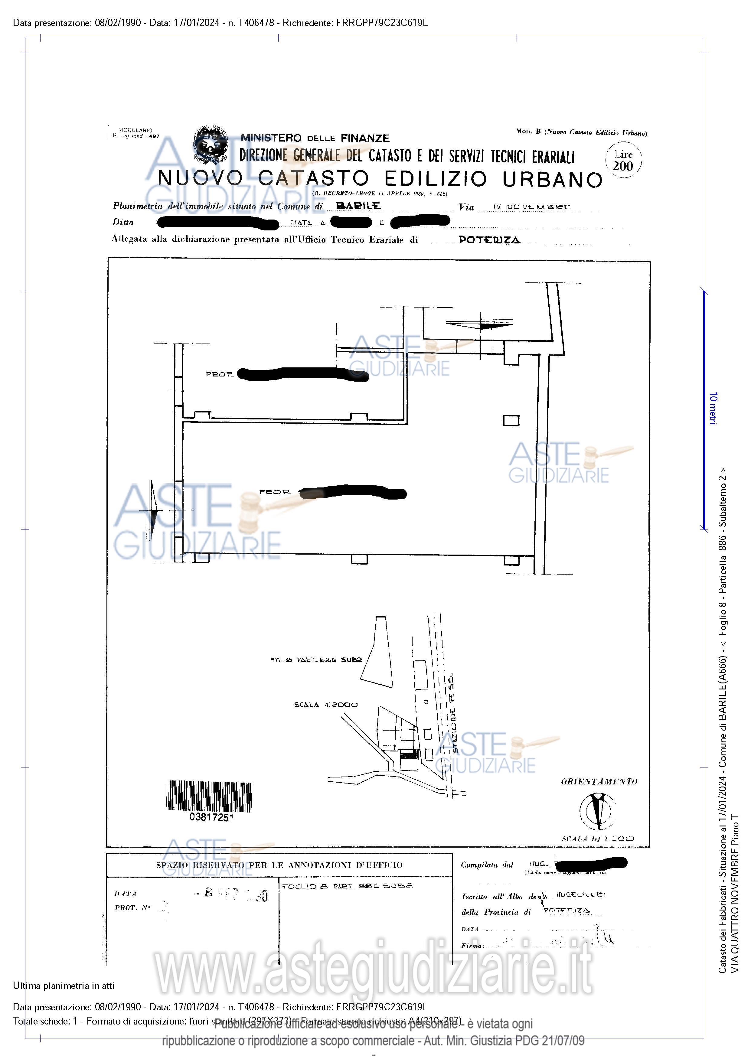Planimetria del bene