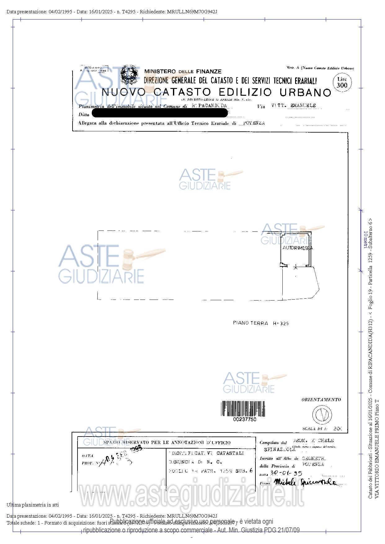Planimetria del bene