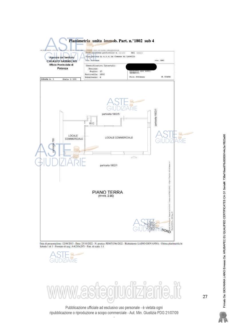 Planimetria del bene