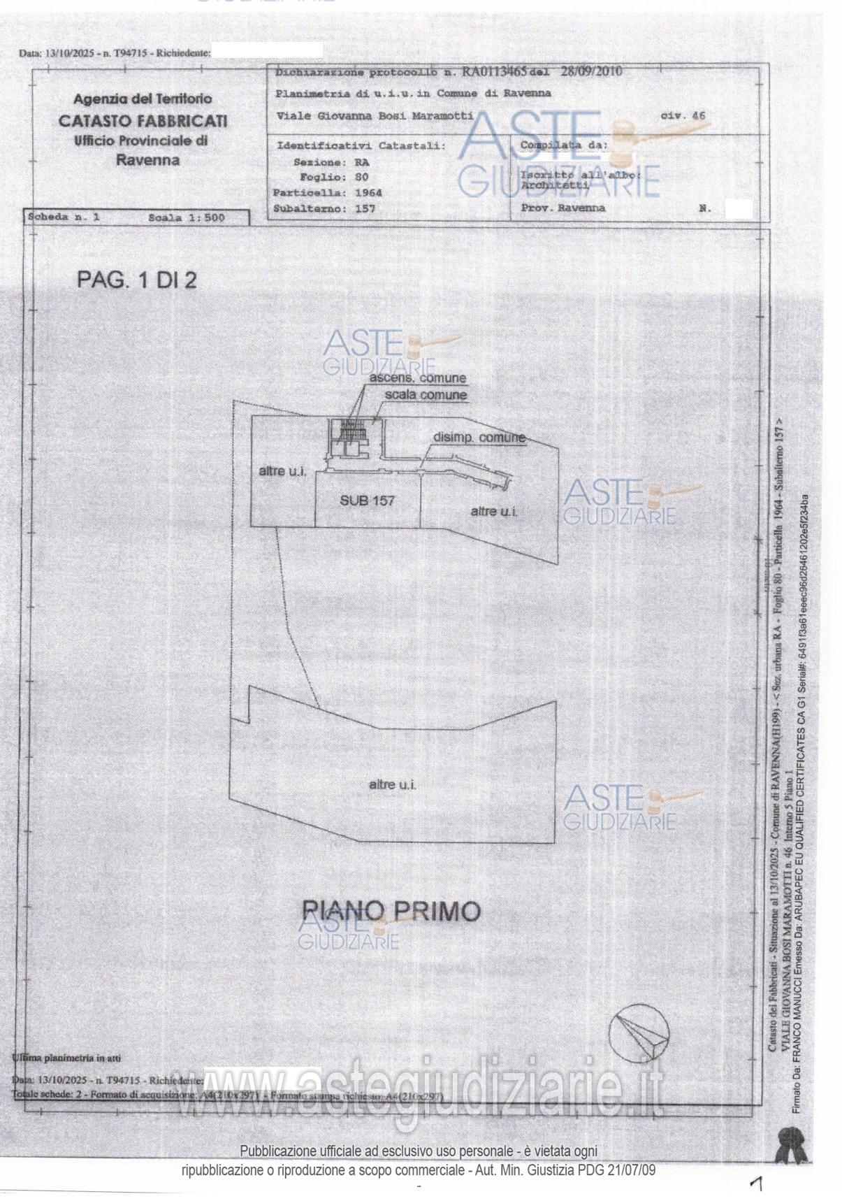 Planimetria del bene