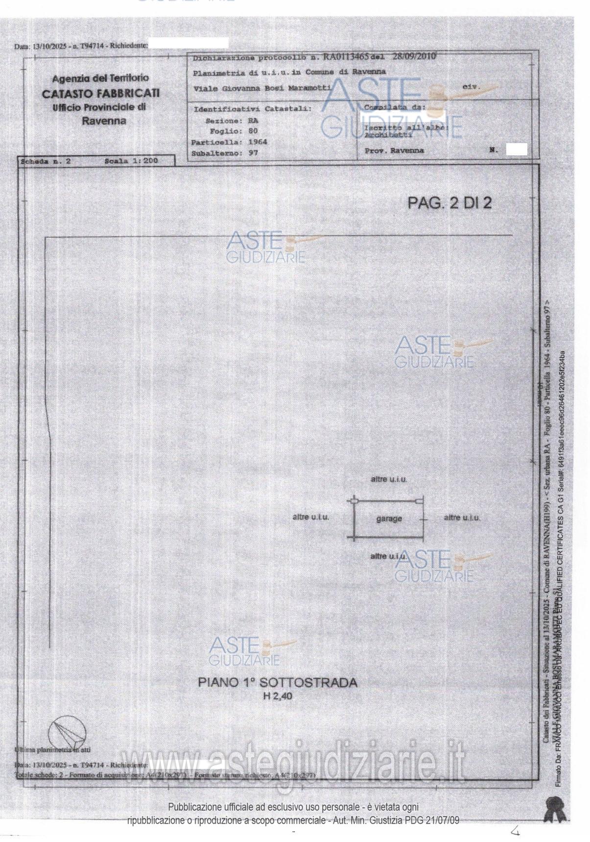 Planimetria del bene