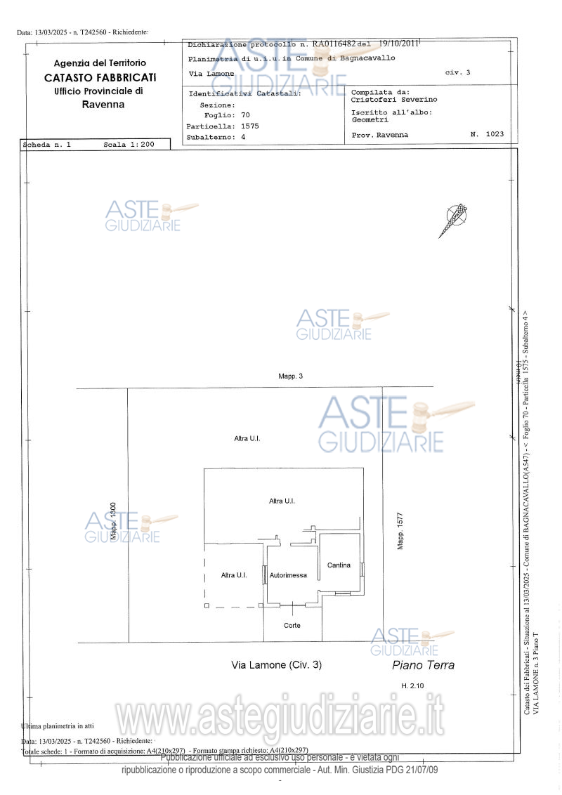 Planimetria del bene