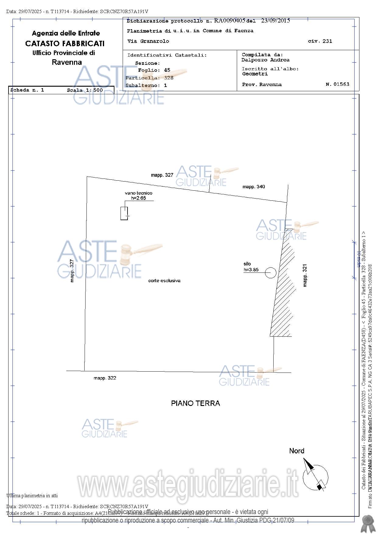 Planimetria del bene