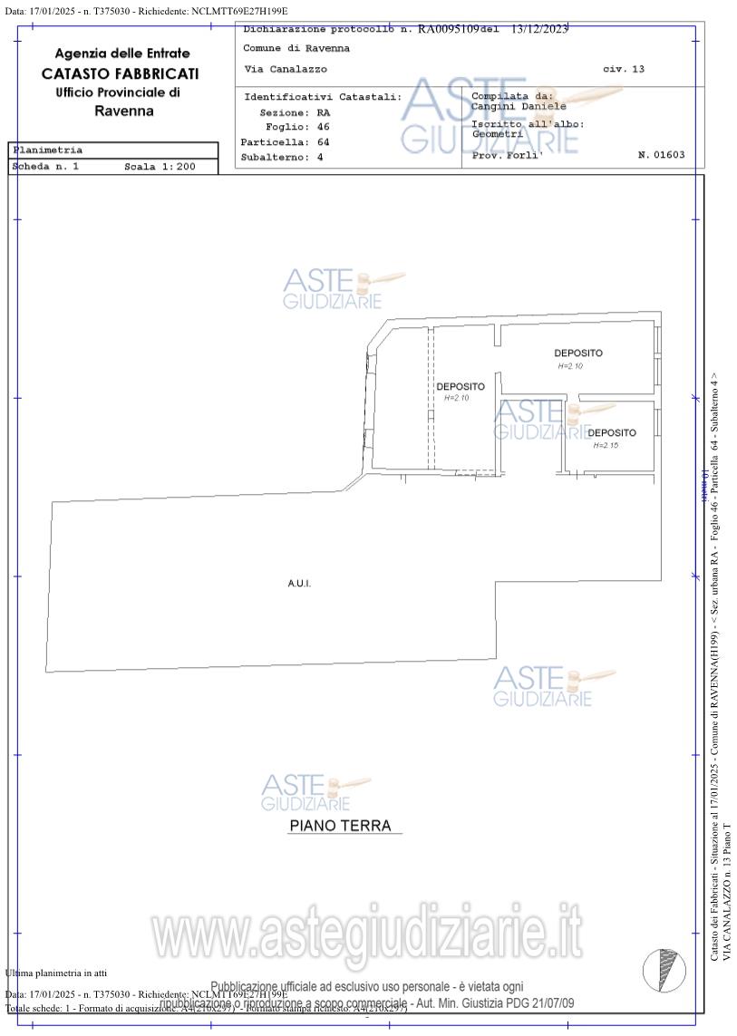 Planimetria del bene