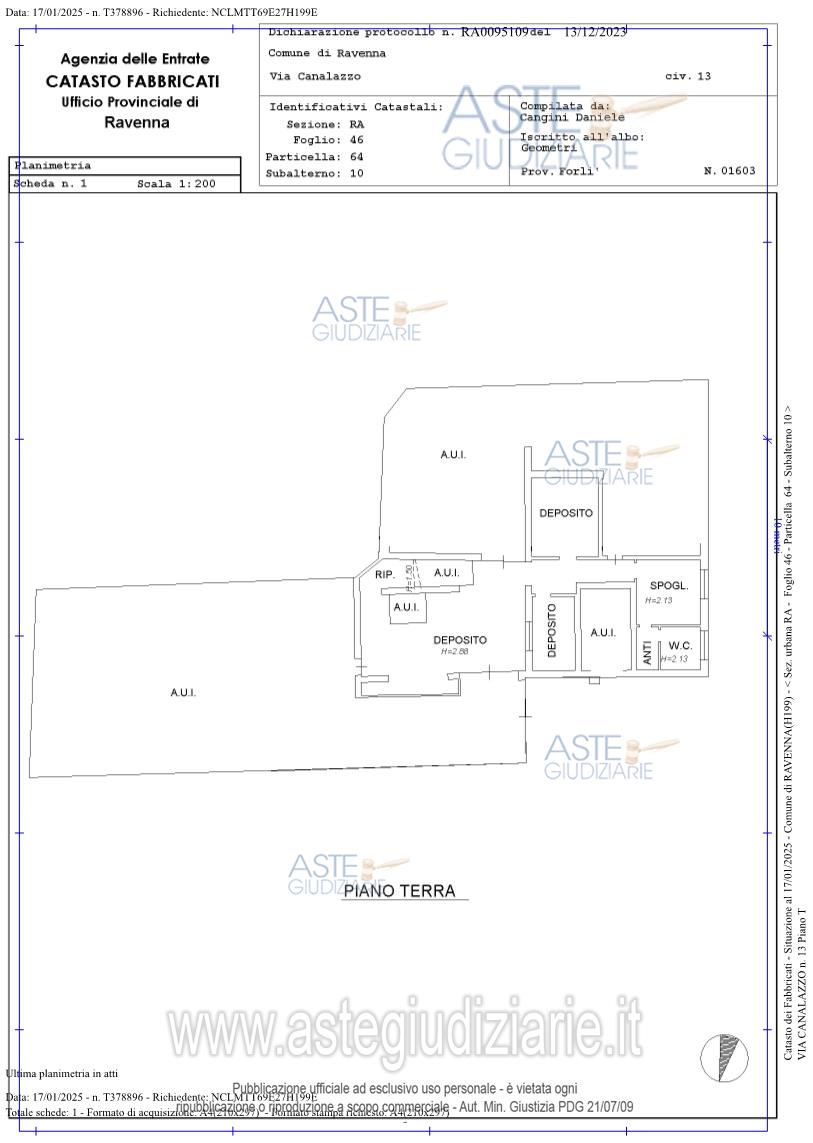 Planimetria del bene