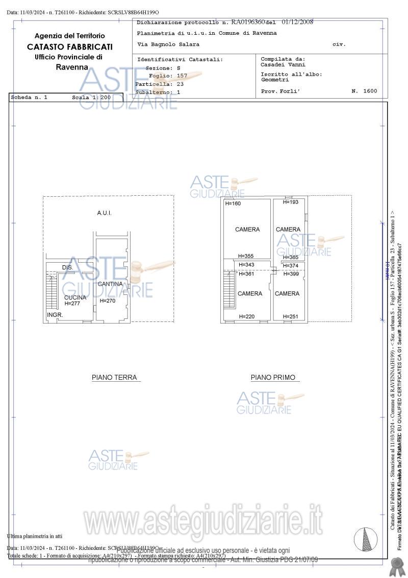 Planimetria del bene