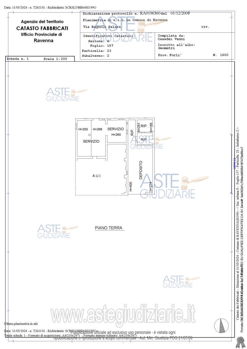 Planimetria del bene