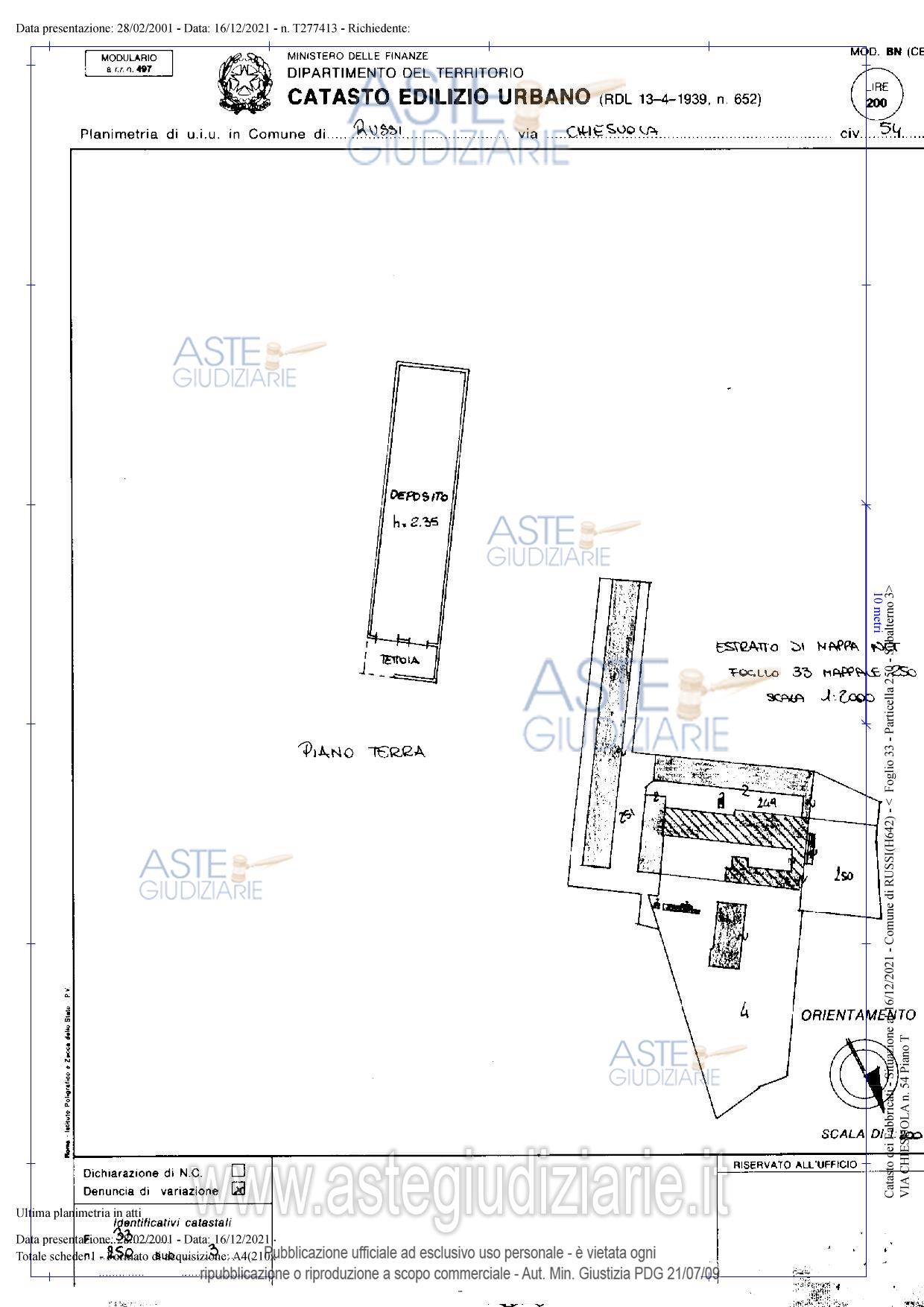 Planimetria del bene