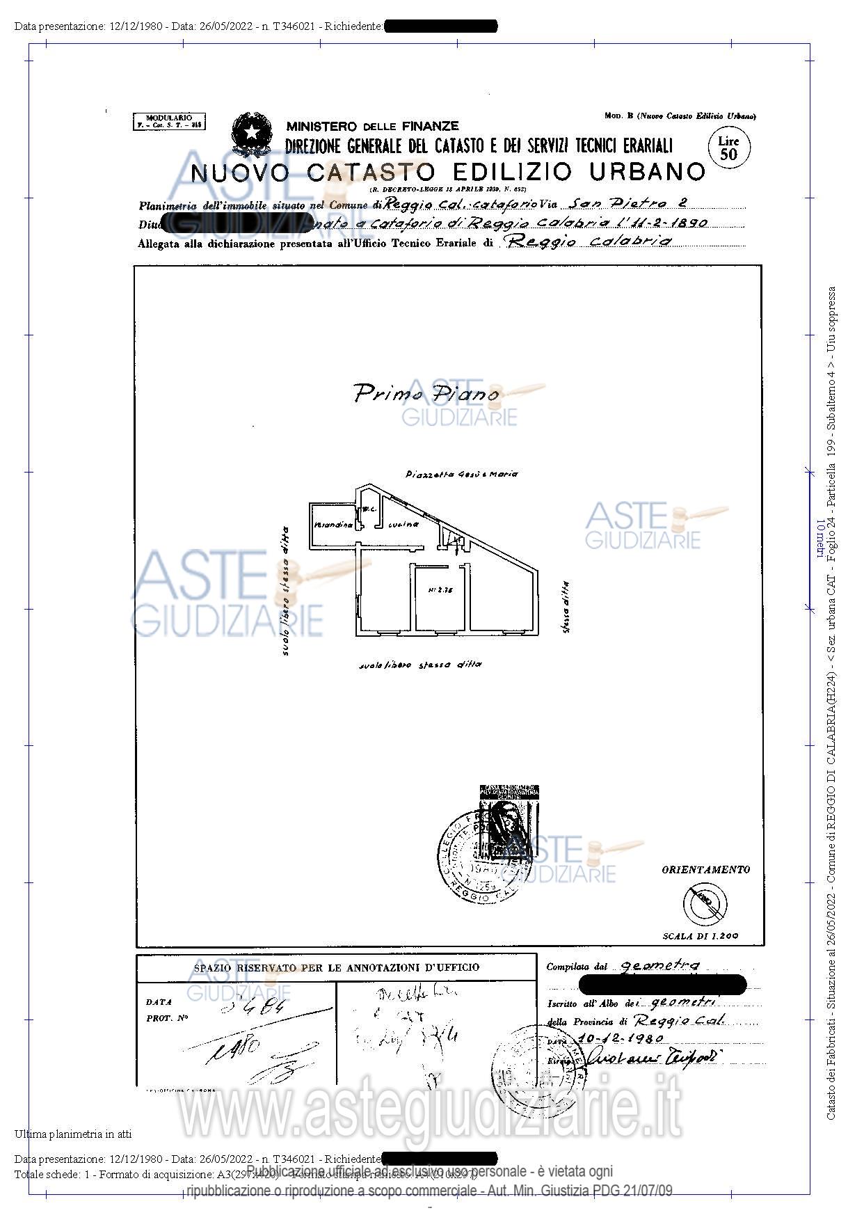 Planimetria del bene