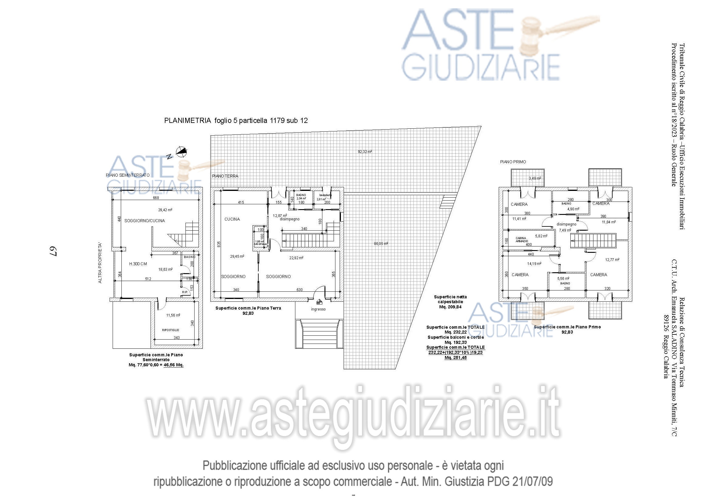 Planimetria del bene