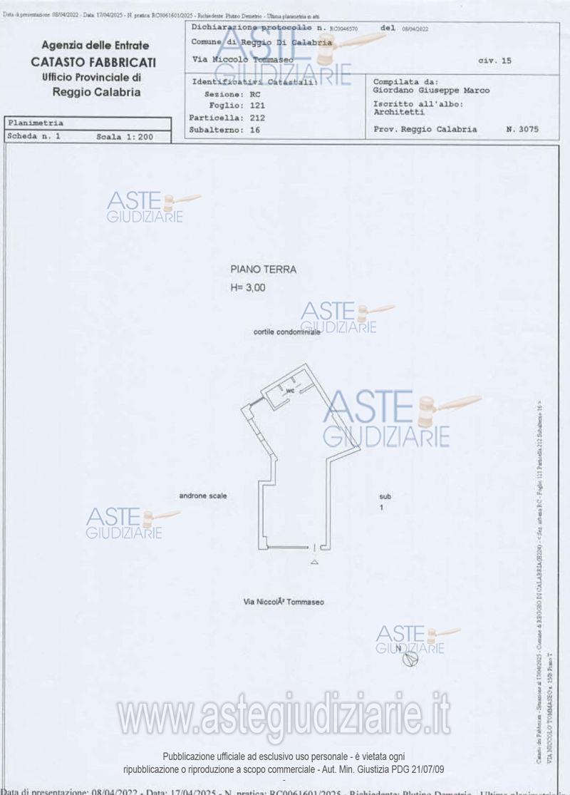 Planimetria del bene