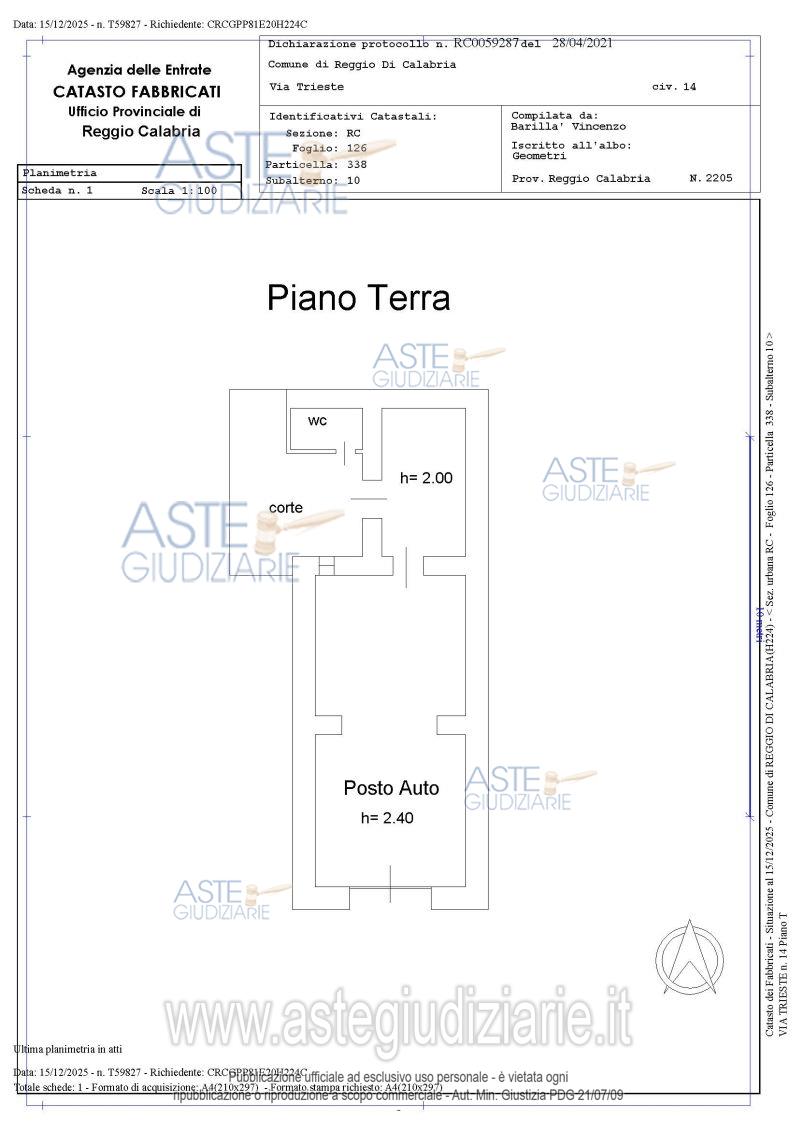 Planimetria del bene