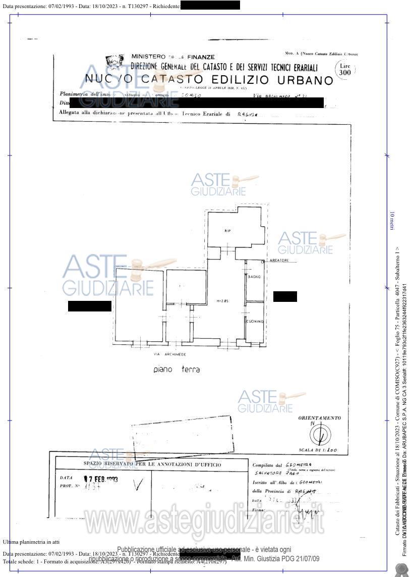 Planimetria del bene