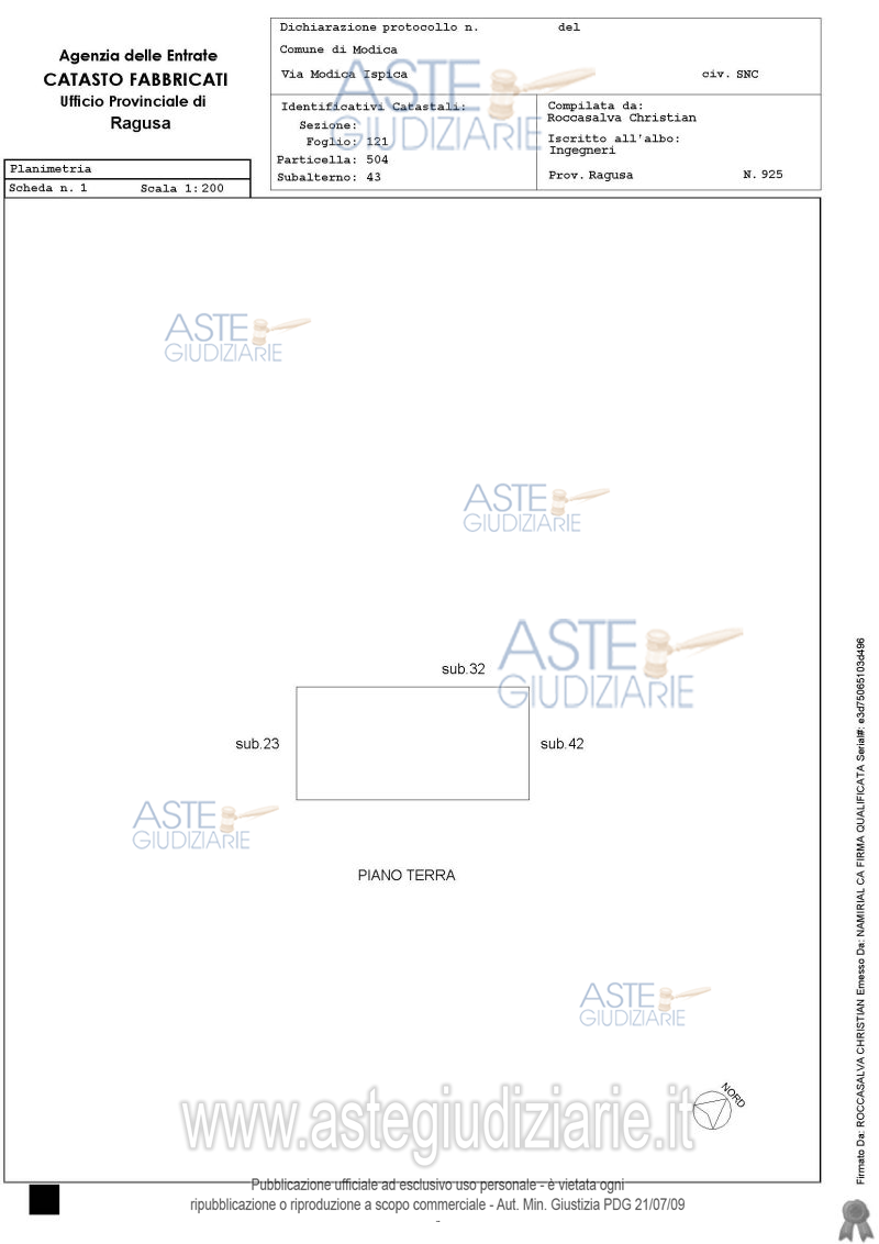 Planimetria del bene