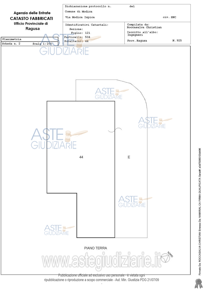 Planimetria del bene