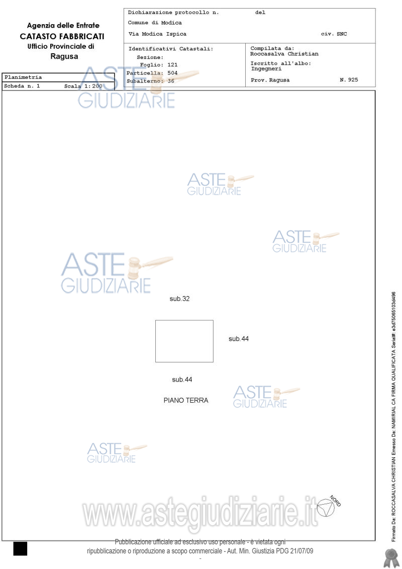 Planimetria del bene