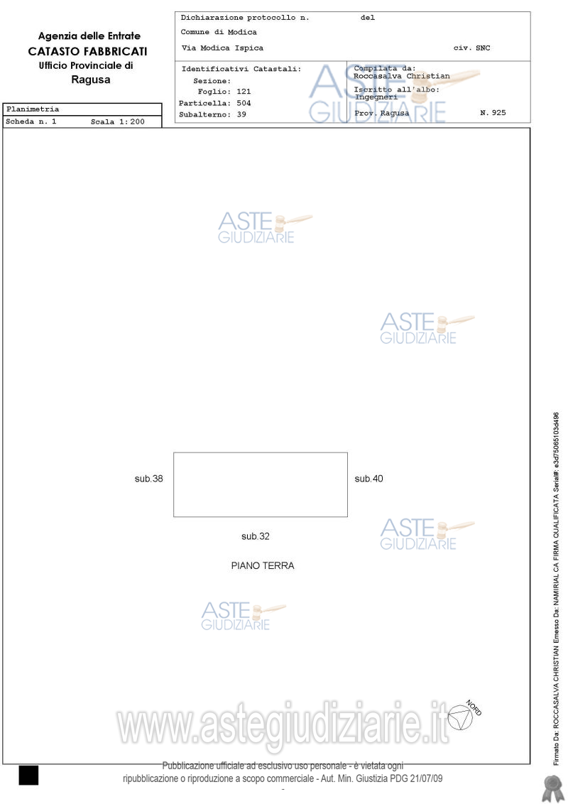 Planimetria del bene