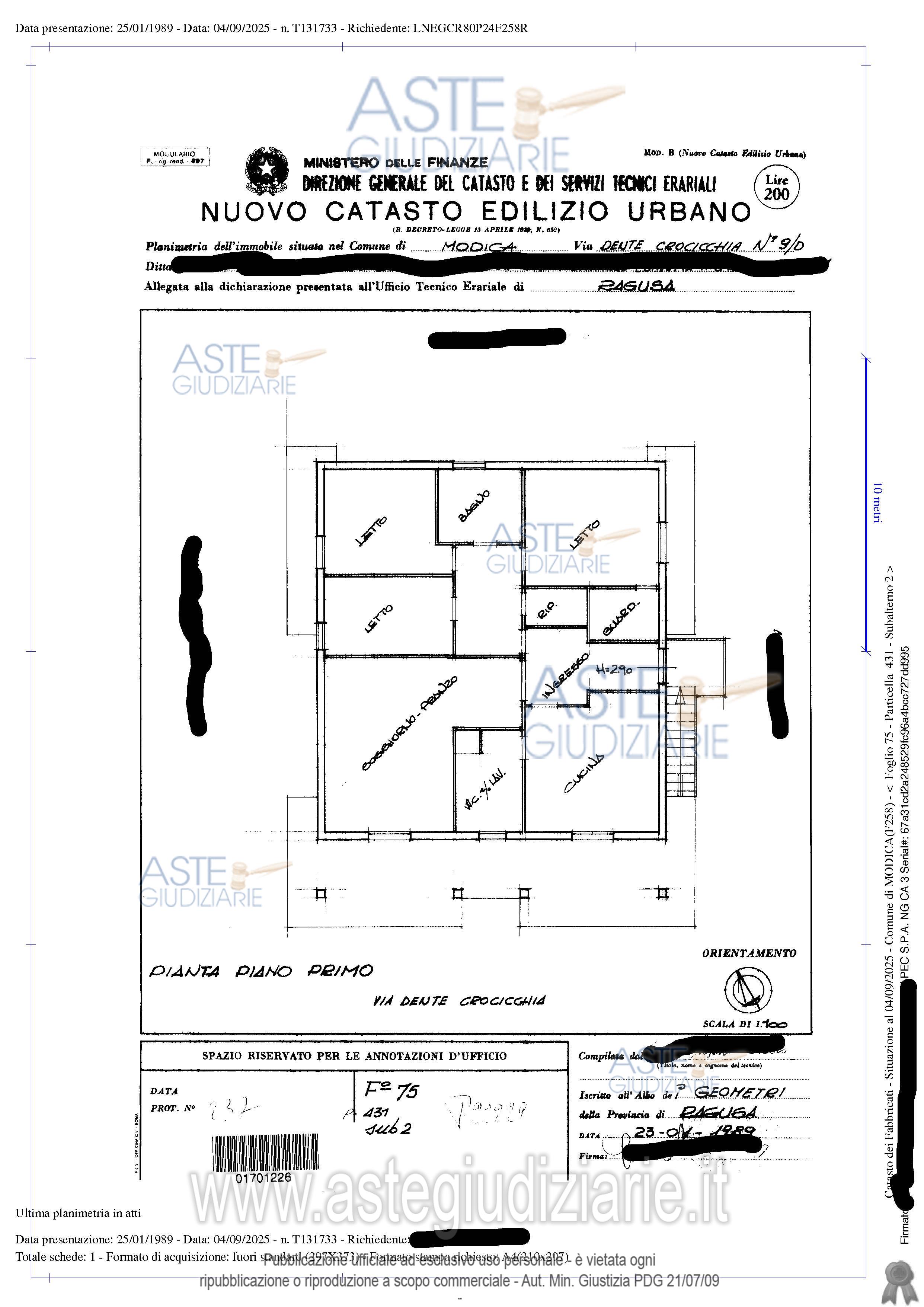 Planimetria del bene
