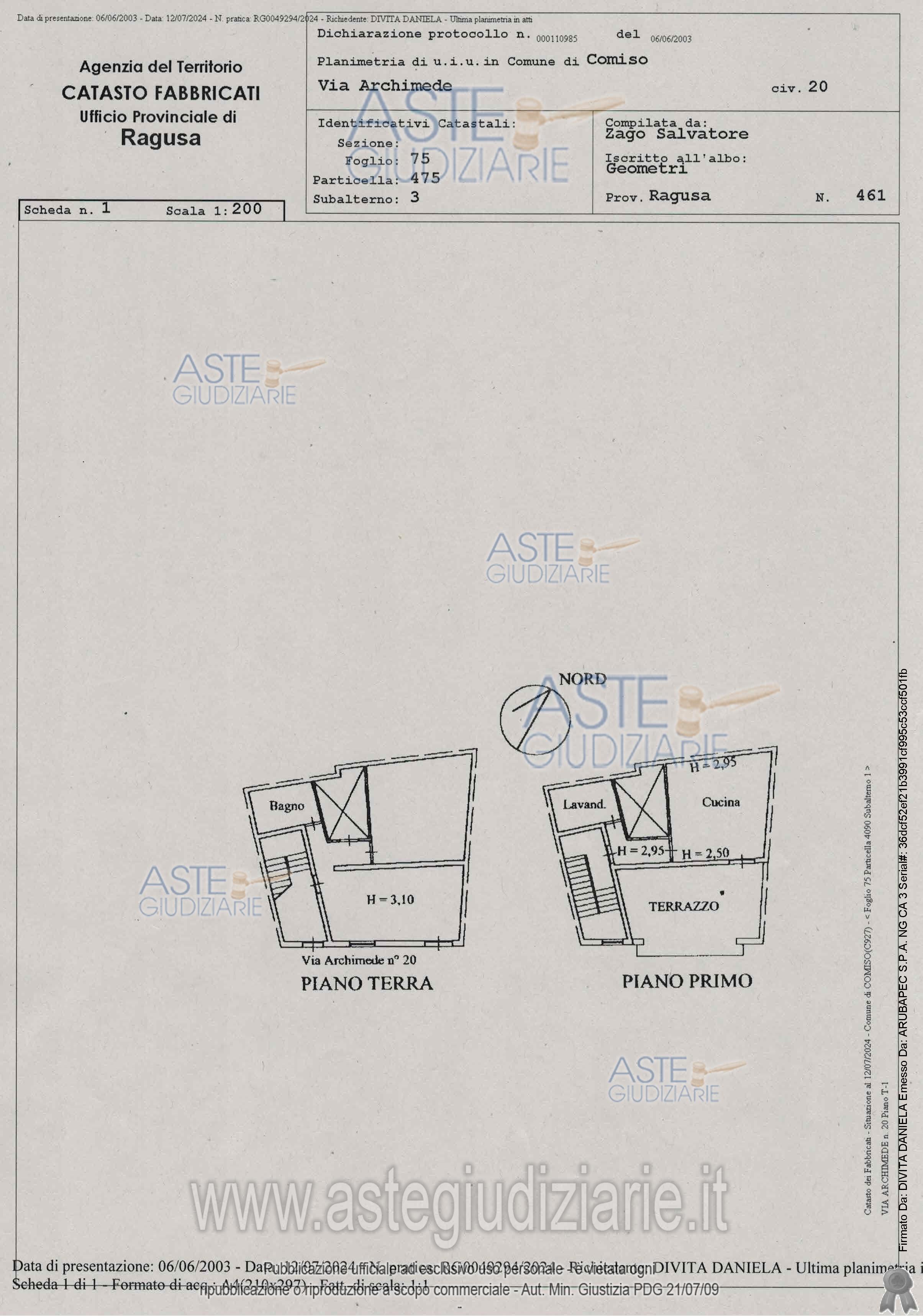 Planimetria del bene