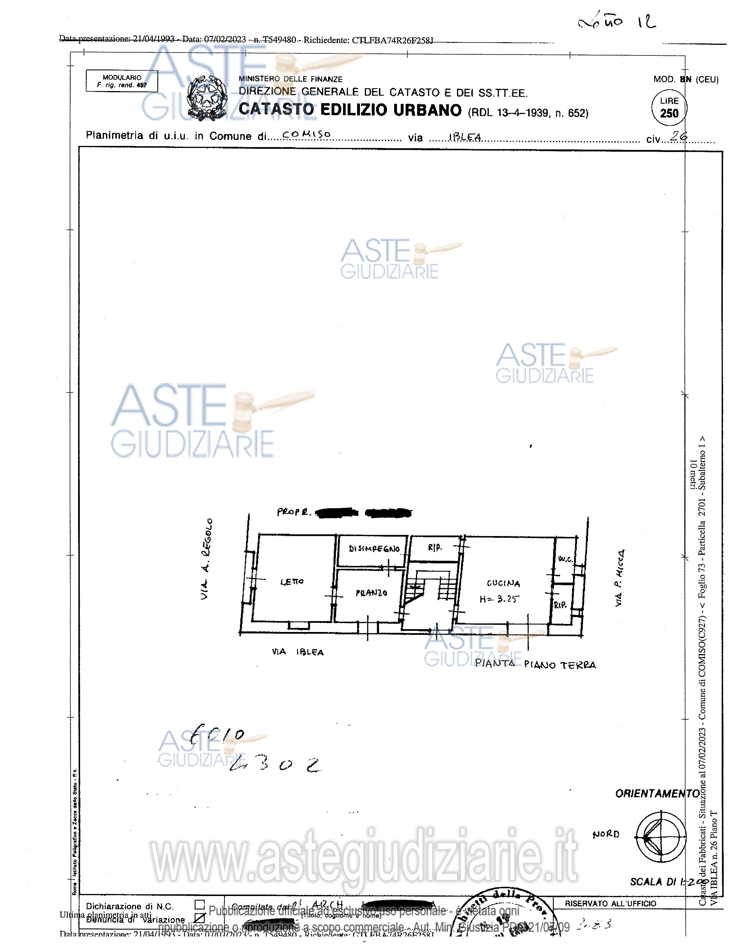 Planimetria del bene