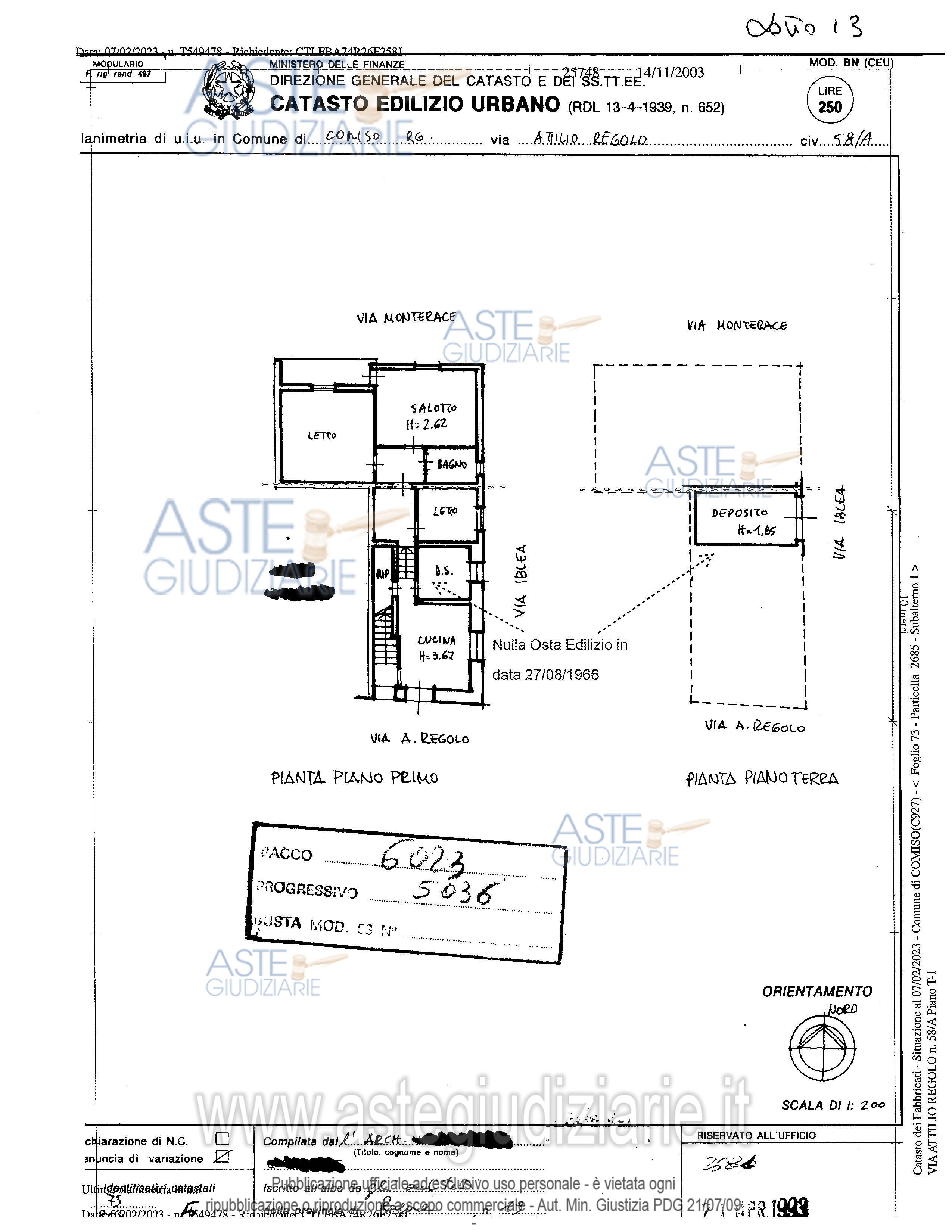 Planimetria del bene