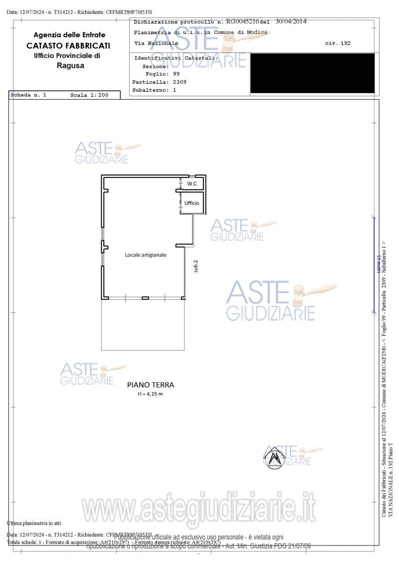 Planimetria del bene