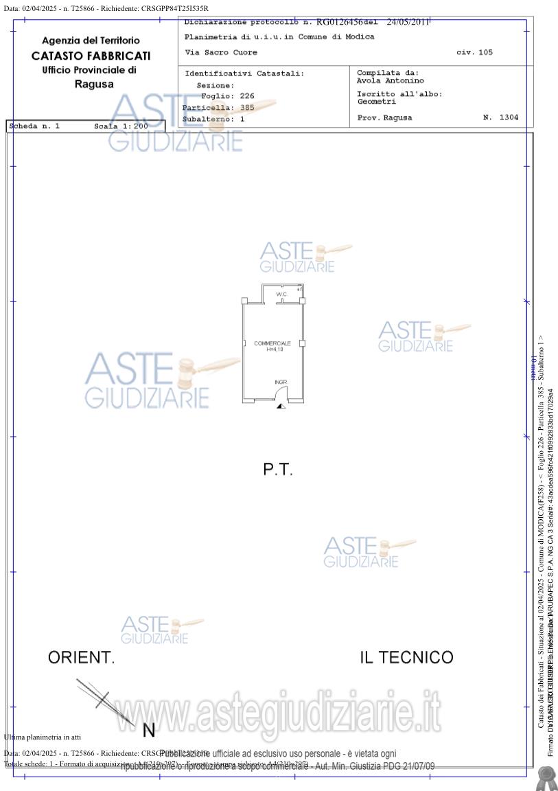 Planimetria del bene