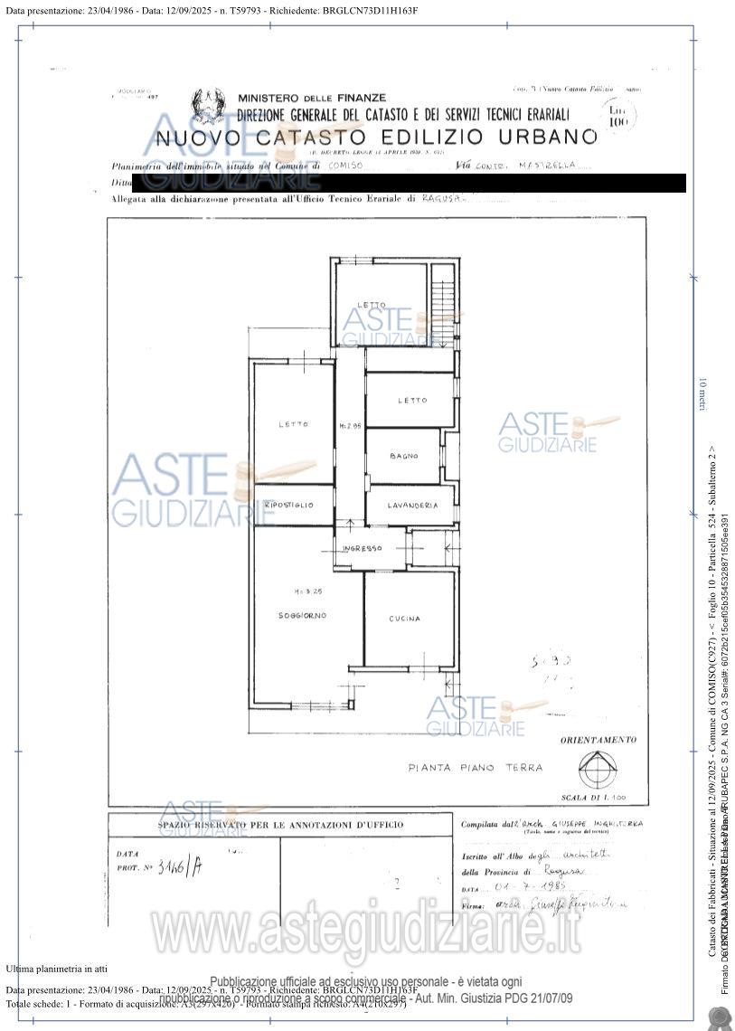 Planimetria del bene