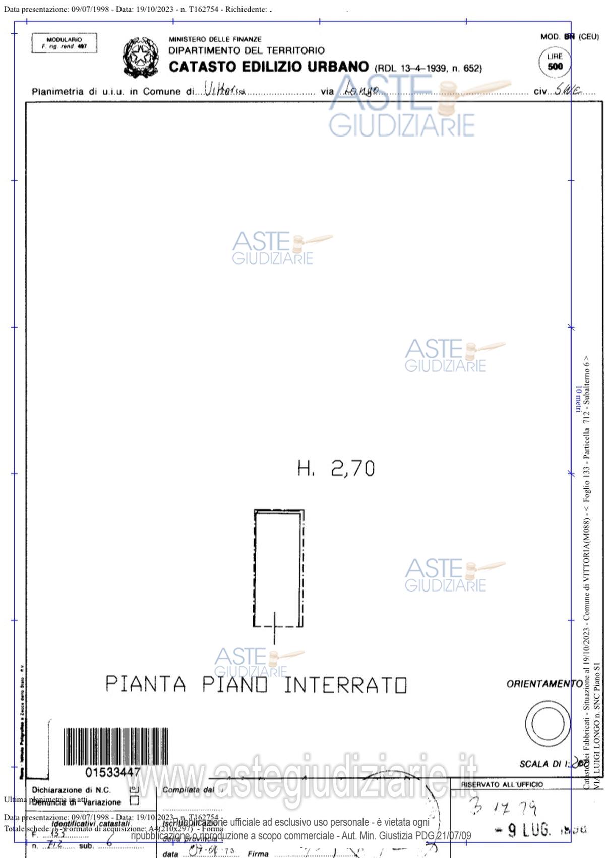 Planimetria del bene