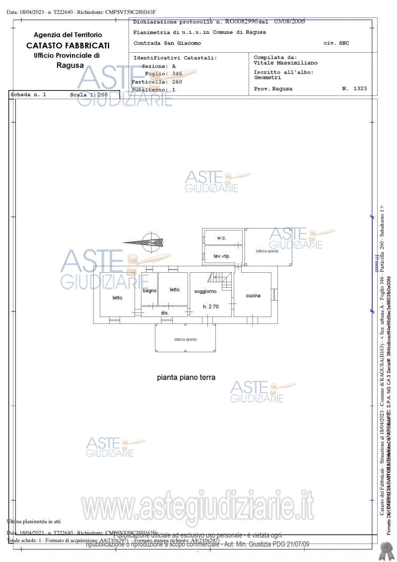 Planimetria del bene