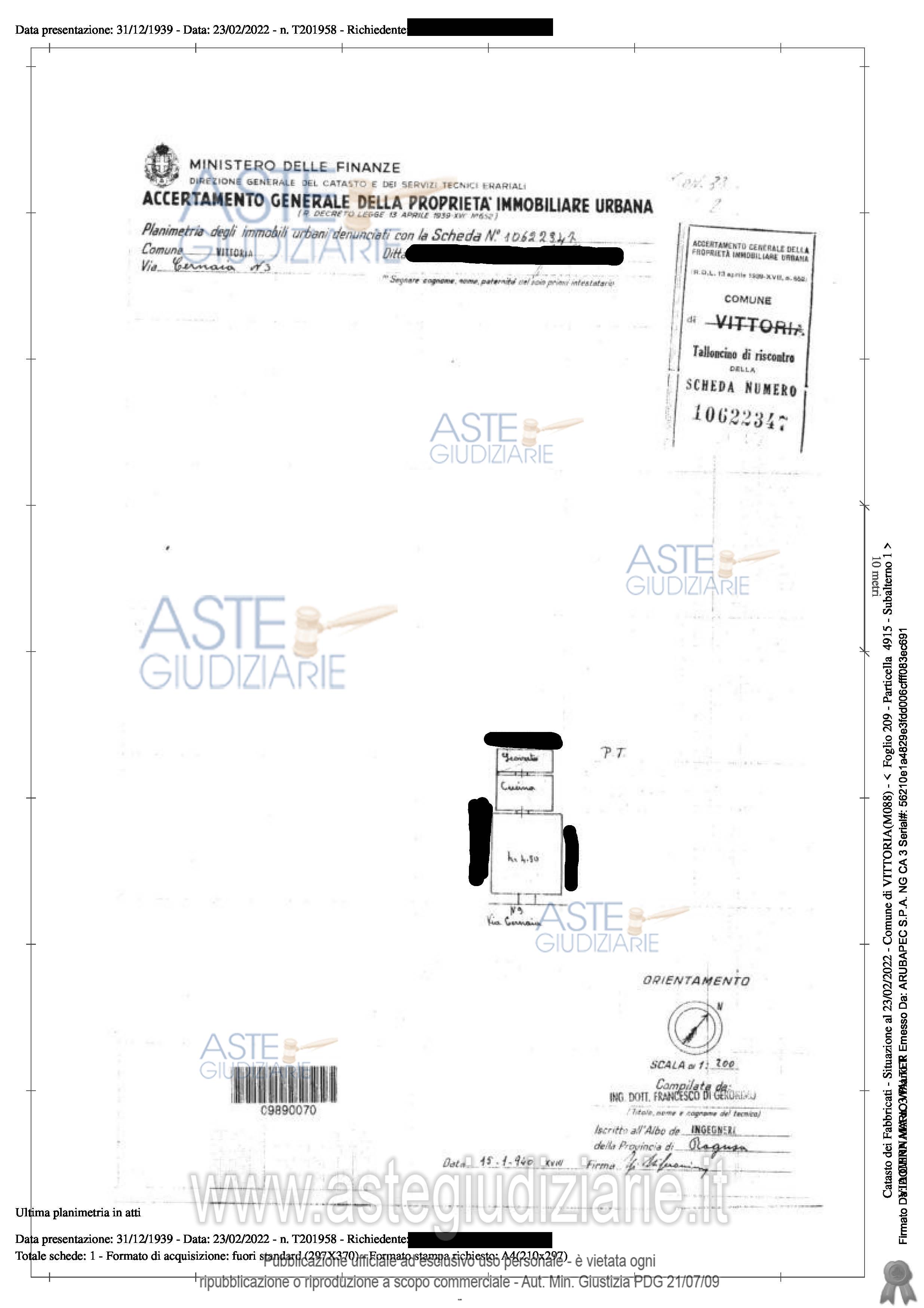 Planimetria del bene