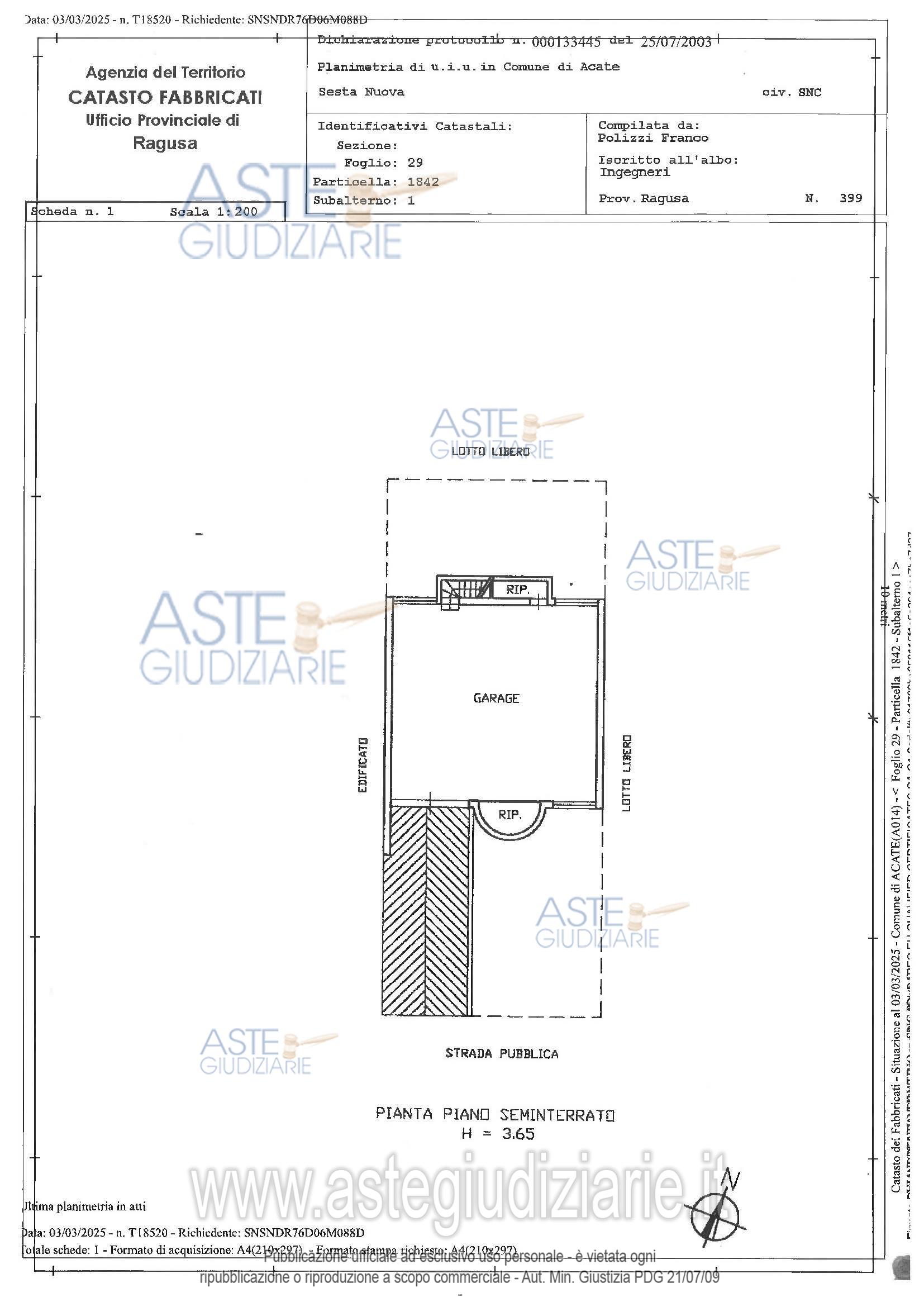 Planimetria del bene