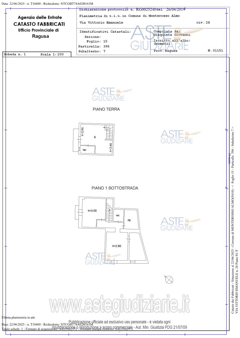 Planimetria del bene
