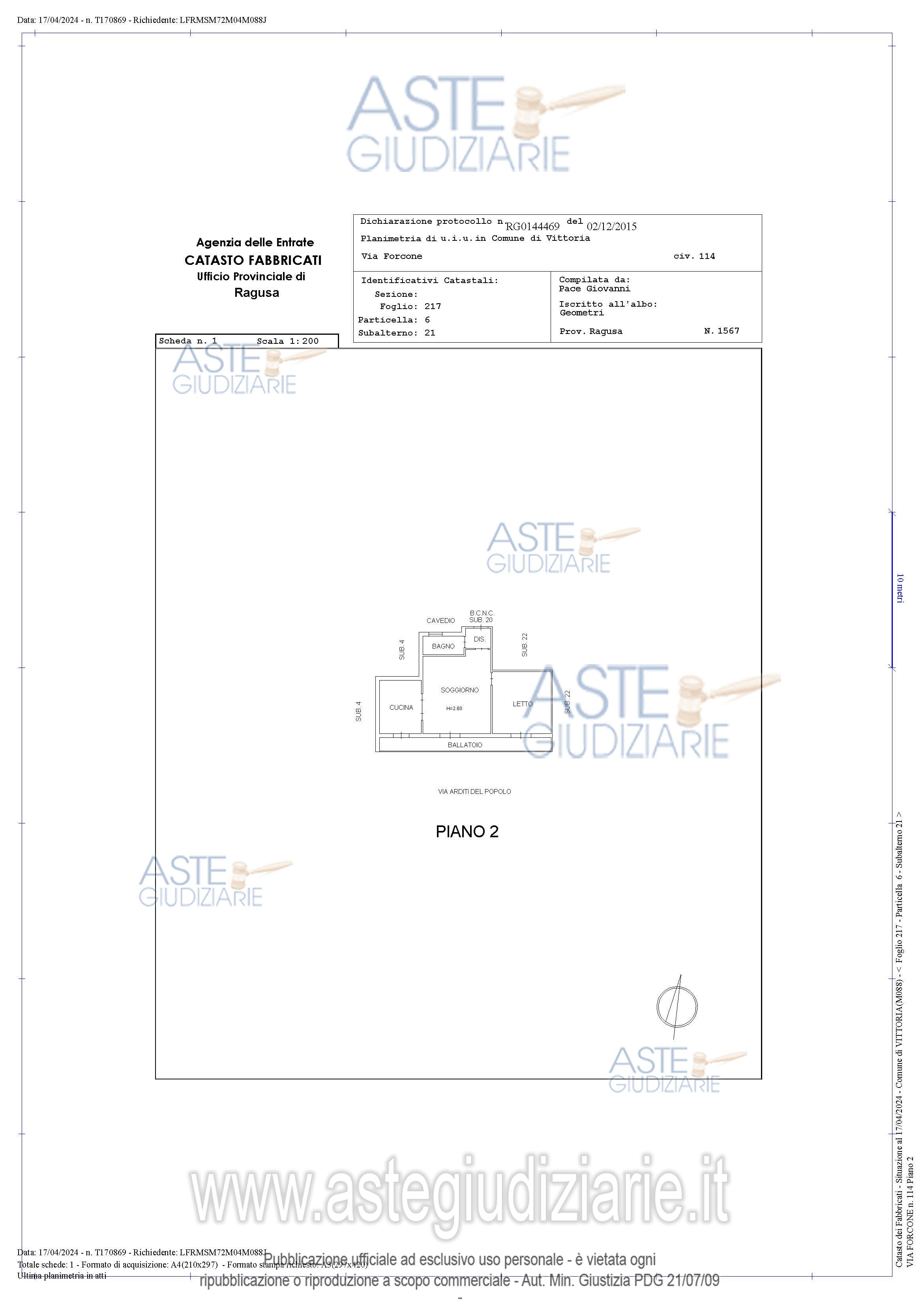 Planimetria del bene