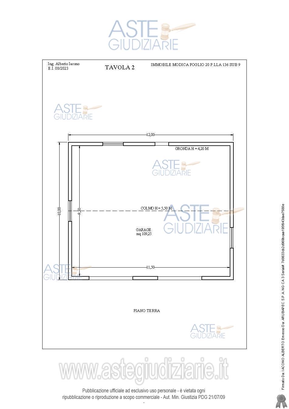 Planimetria del bene