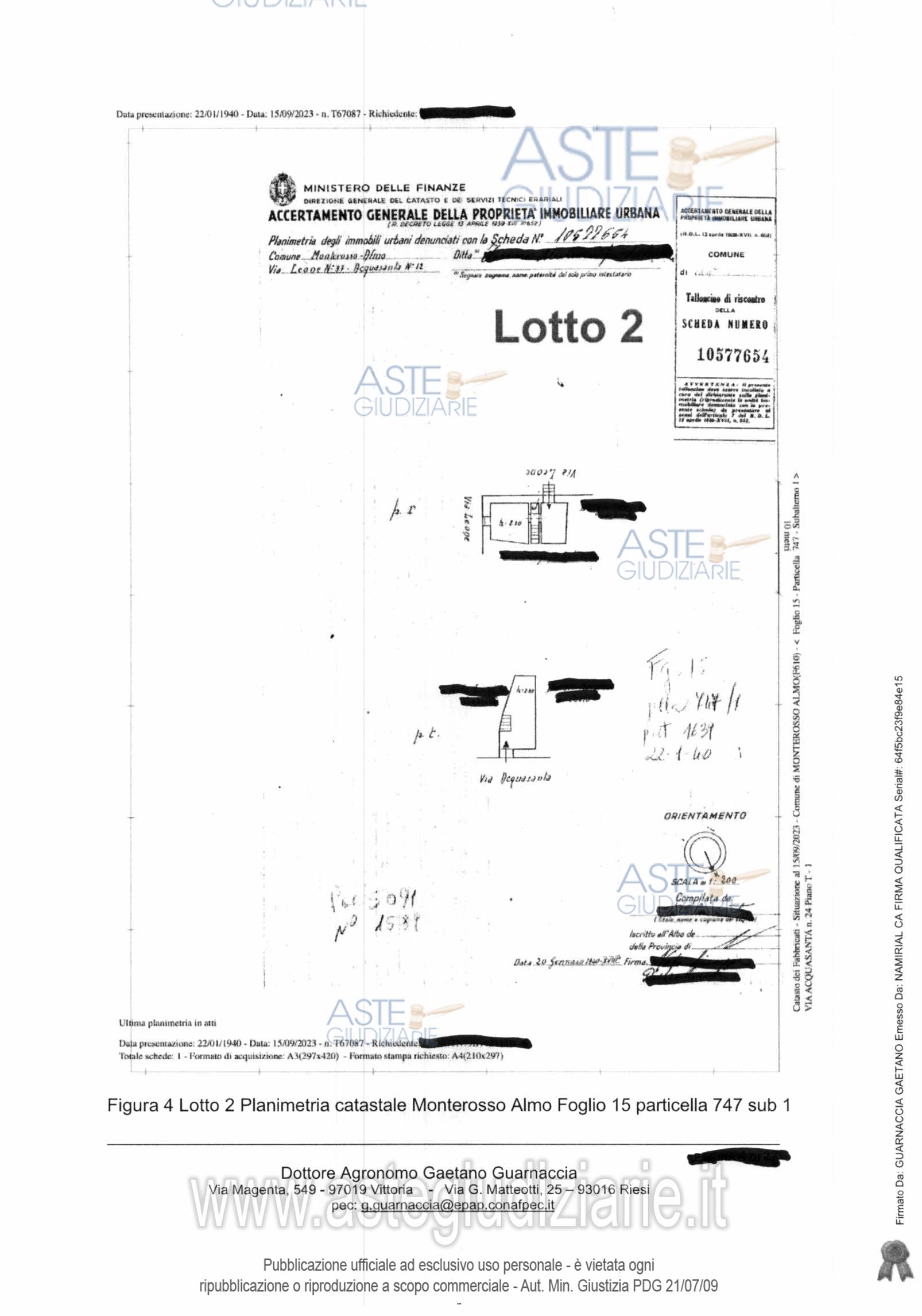 Planimetria del bene