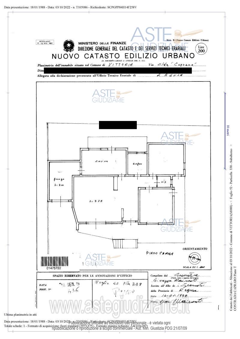 Planimetria del bene