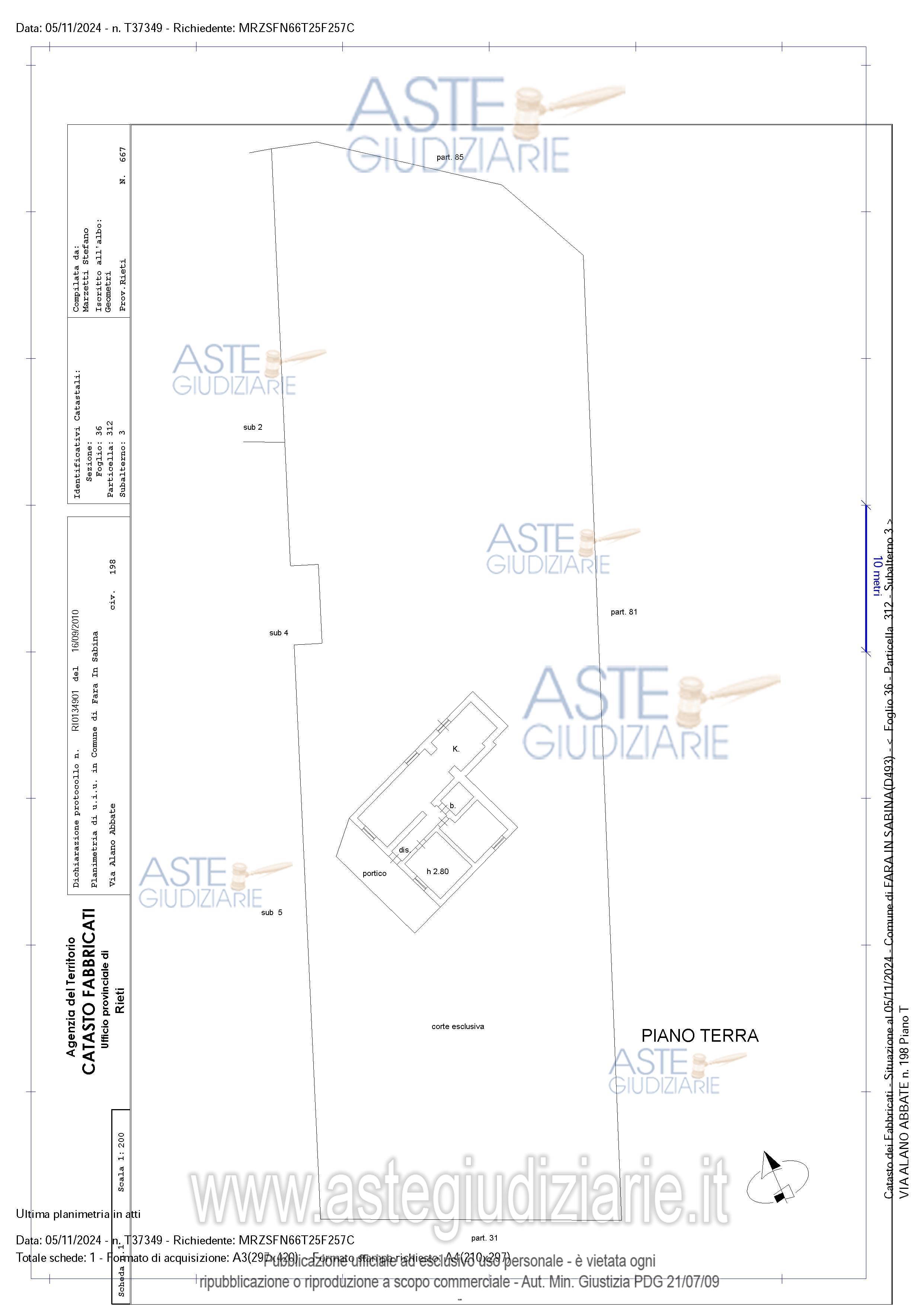 Planimetria del bene