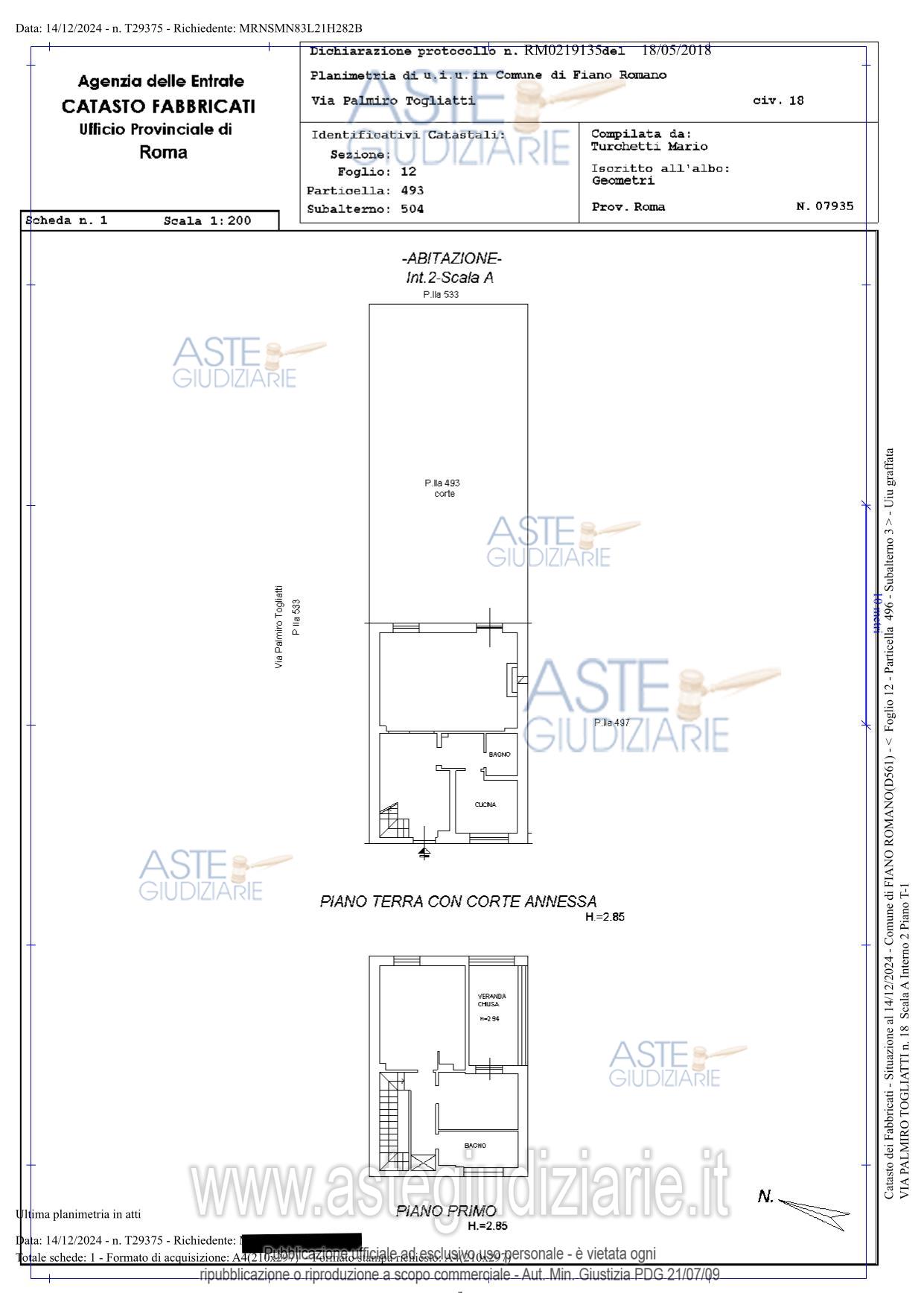 Planimetria del bene