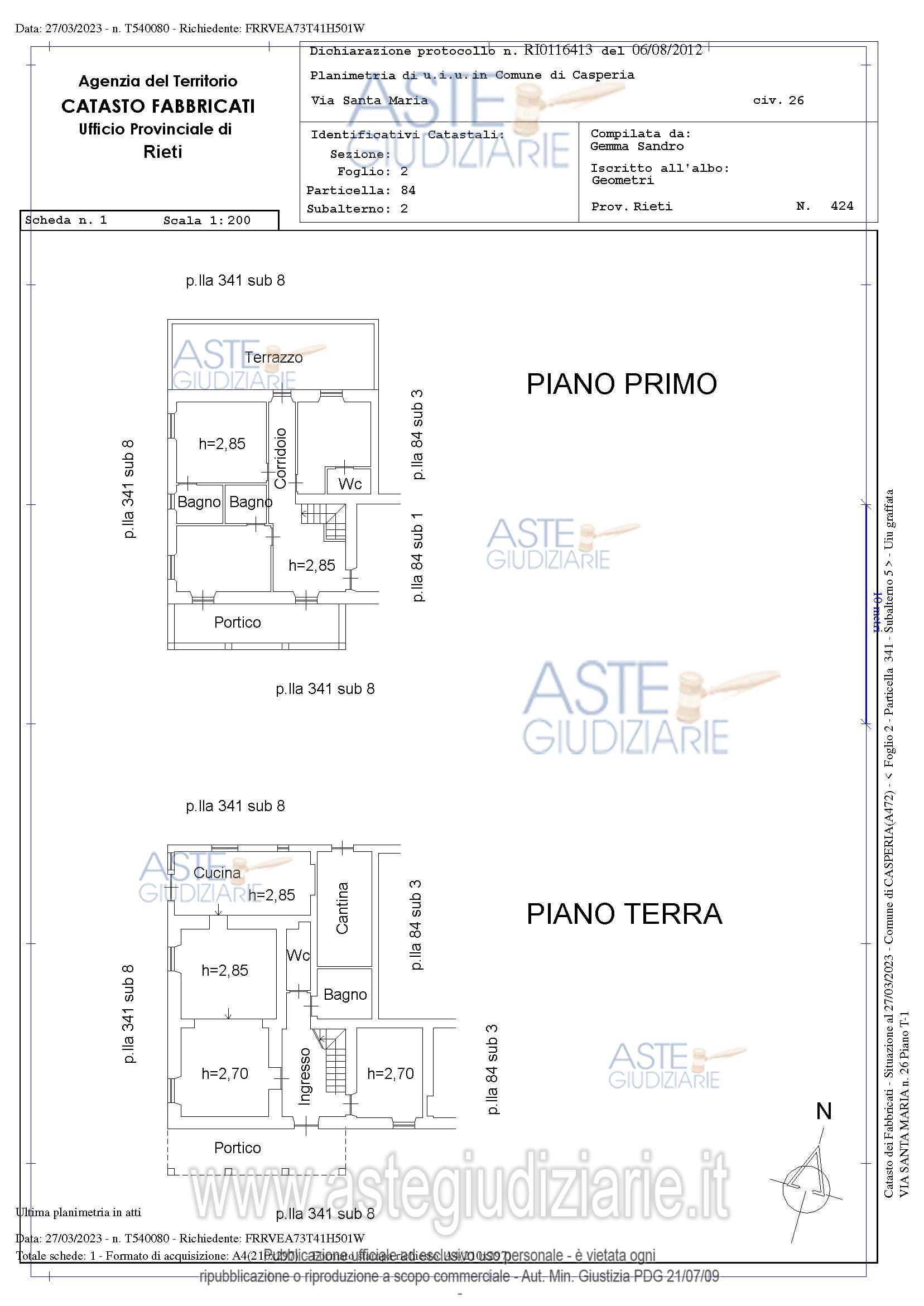 Planimetria del bene